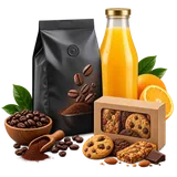 Imagem da categoria Alimentos e Bebidas: Cafés, bebidas, alimentos especiais e itens para consumo cotidiano.
