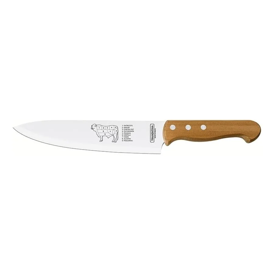Faca para Churrasco Tramontina Natural lâmina aço inox cabo madeira