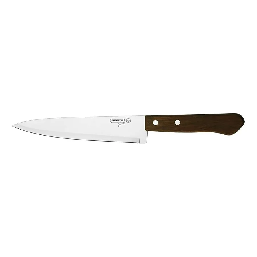 Faca para Churrasco Mundial Wood lâmina 8 cabo madeira rebites inox