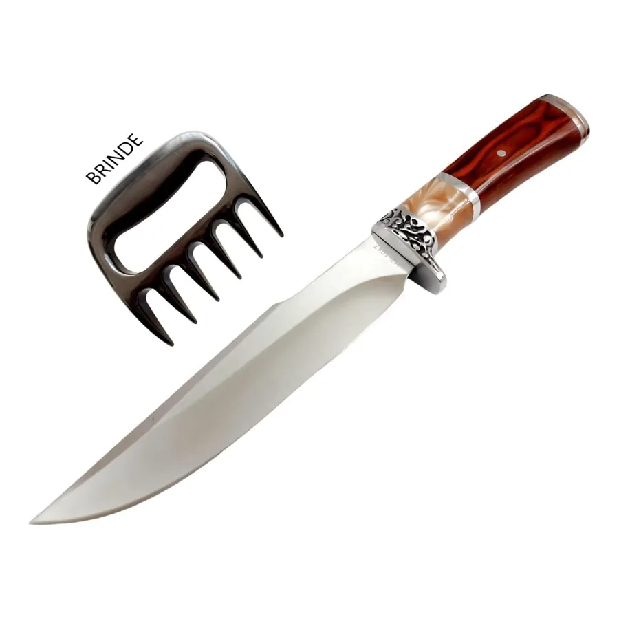 Faca para Churrasco FACATOP Inox cabo madrepérola bainha inclusa
