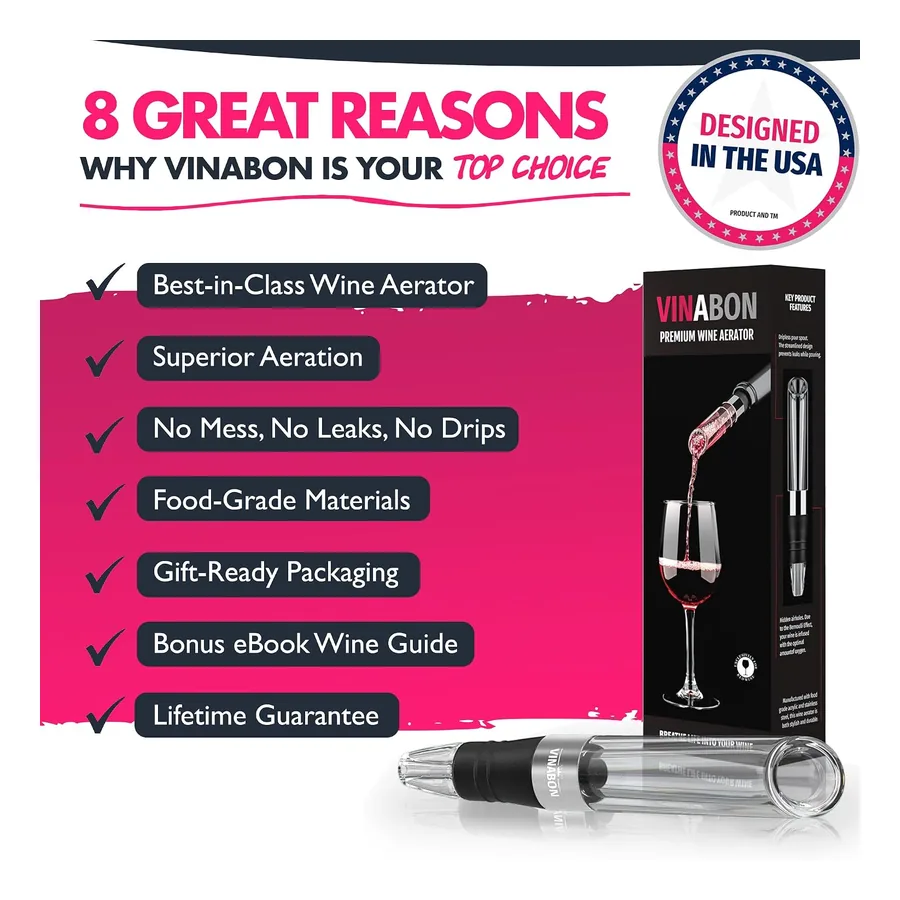 Aerador Vinabon inserido em garrafa de vinho