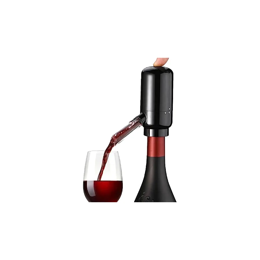Aerador Decanter e Dispenser com corpo preto e prata