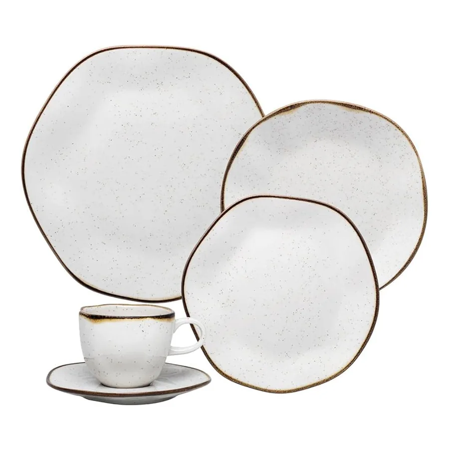 Aparelho de Jantar Oxford Ryo Maresias em porcelana cor areia