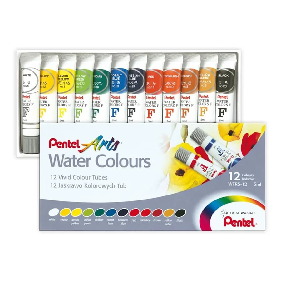 Aquarela Pentel WFRS-12 embalagem com 12 cores