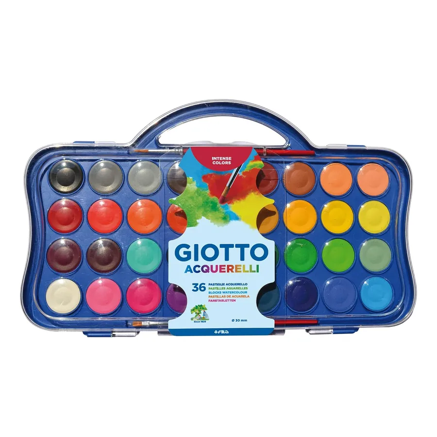 Estojo GIOTTO Acquarelli 36 cores pastilhas 30mm