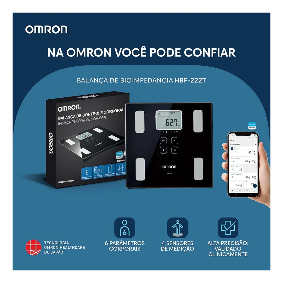Balança de Bioimpedância Omron HBF-222T, imagem 3