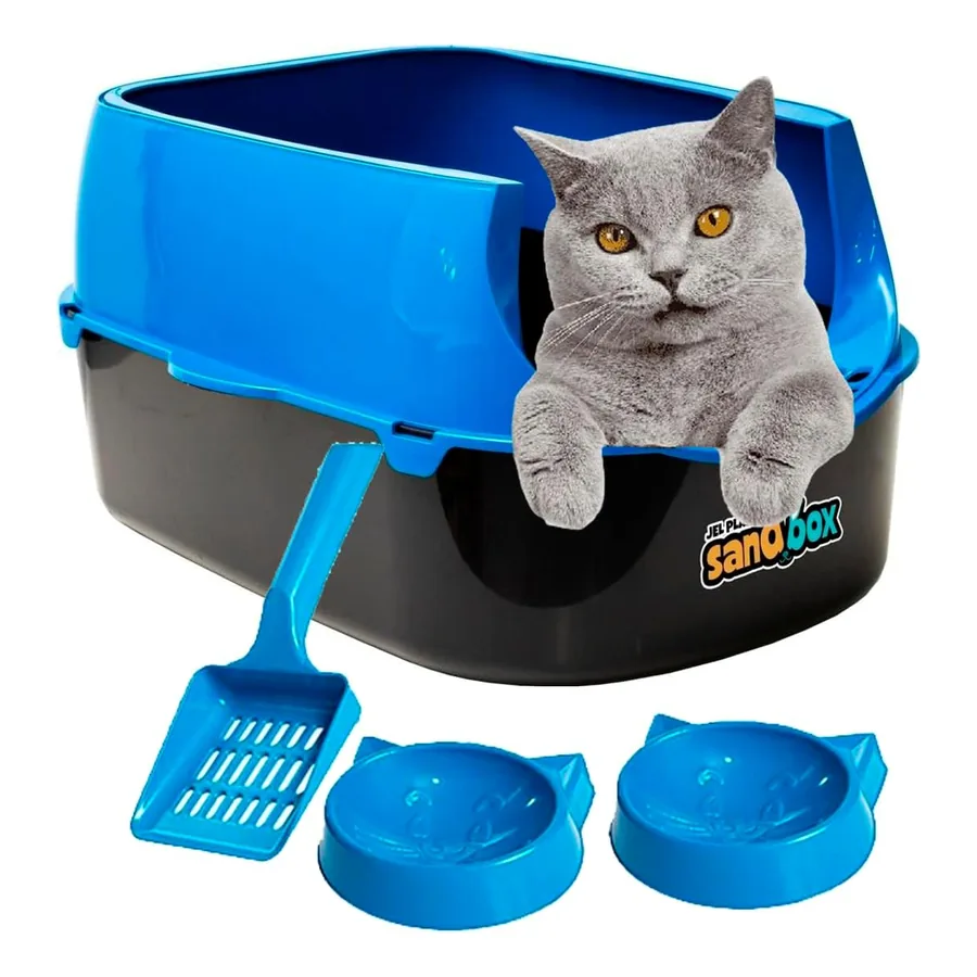 Banheiro para Gato Jel Plast Sanobox azul