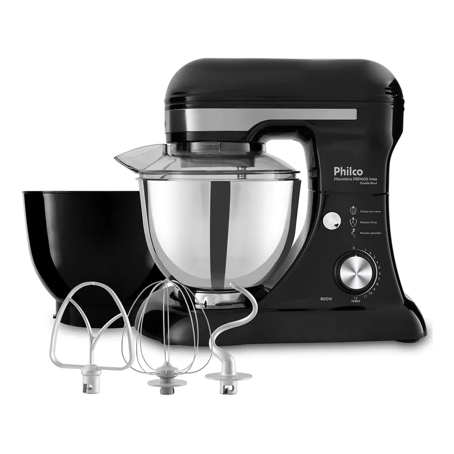 Batedeita Philco PBP600P preta com tigela removível