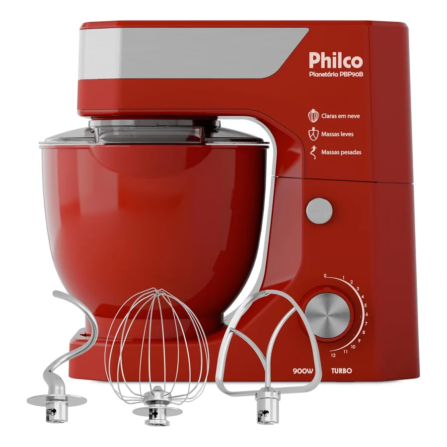 Batedeira Philco PBP90B vermelha com tigela 5L