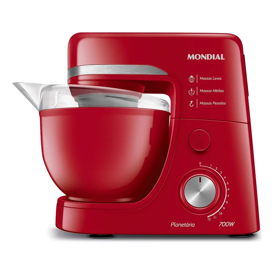 Batedeira Mondial BP-03-W vermelha vista lateral