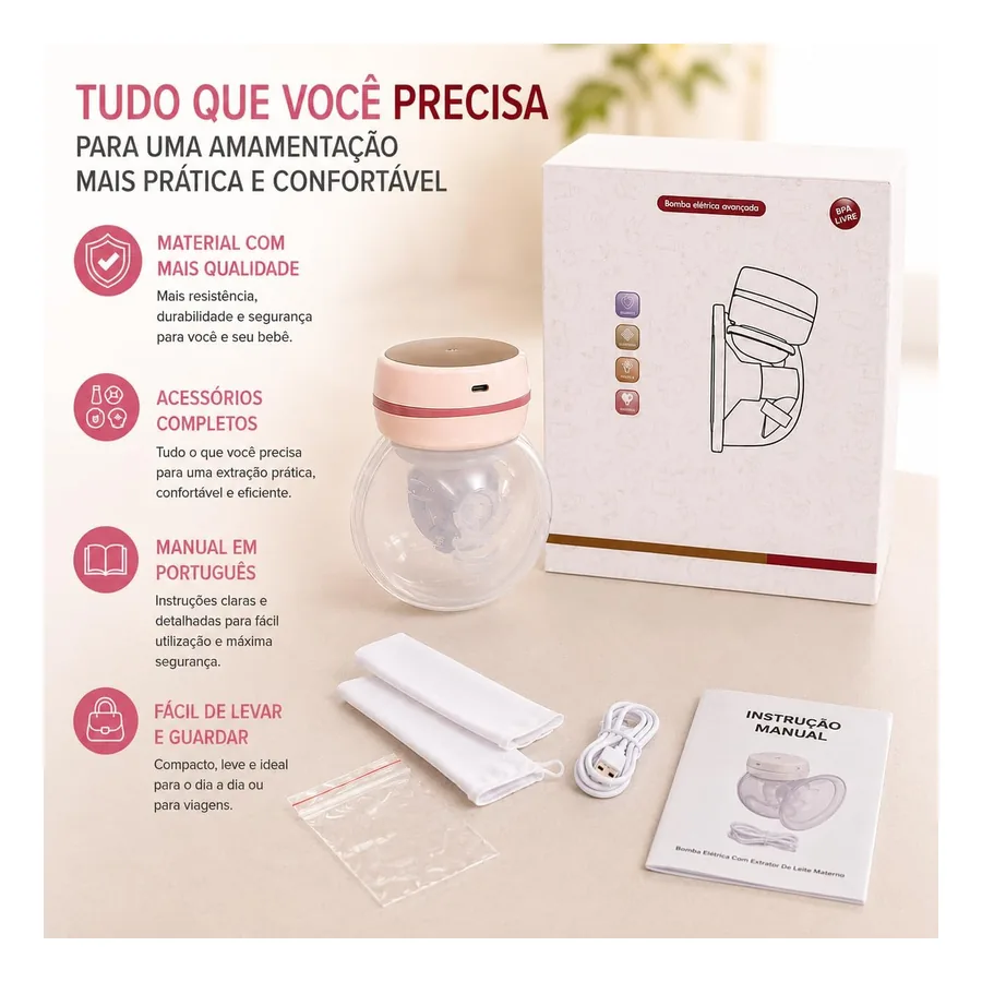 Bombinha mãos‑livres vestível dentro do sutiã