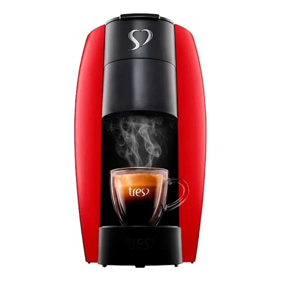 Cafeteira LOV TRES vermelha vista frontal