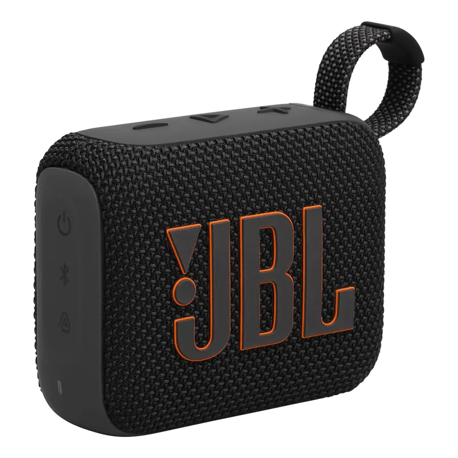 JBL Go 4 preta em vista frontal