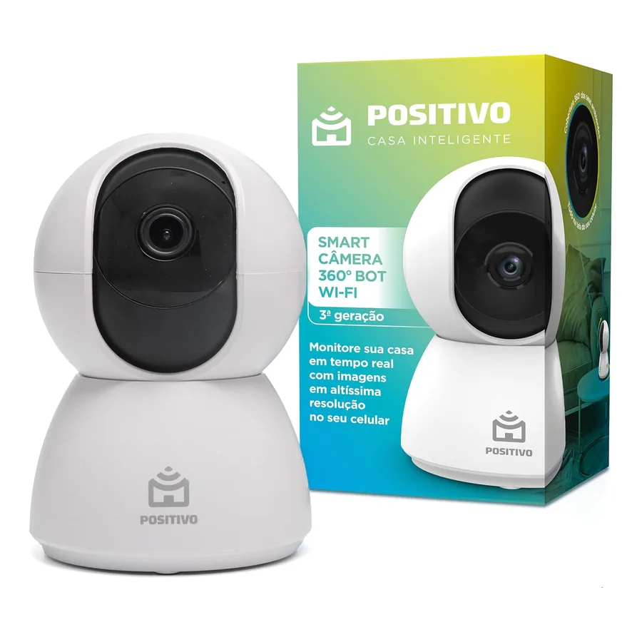 Câmera Positivo Home Bot em superfície plana
