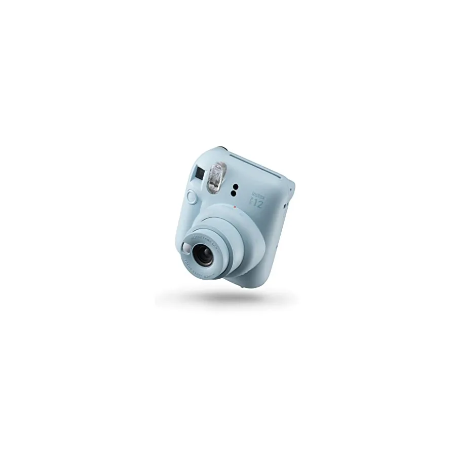 Instax Mini 12 lado com espelho selfie ao lado da lente