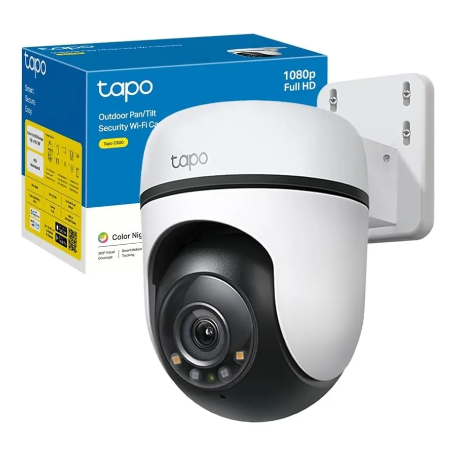 TP-Link Tapo C500 instalada em parede externa