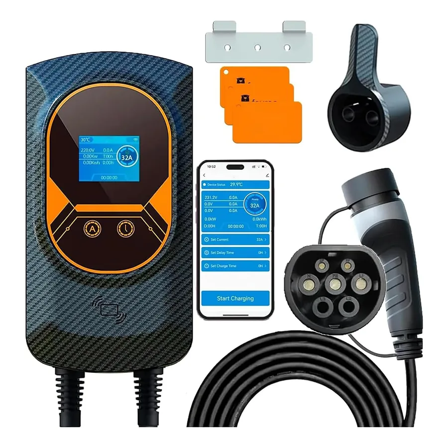 Carregador portátil 7,6 kW com app e RFID