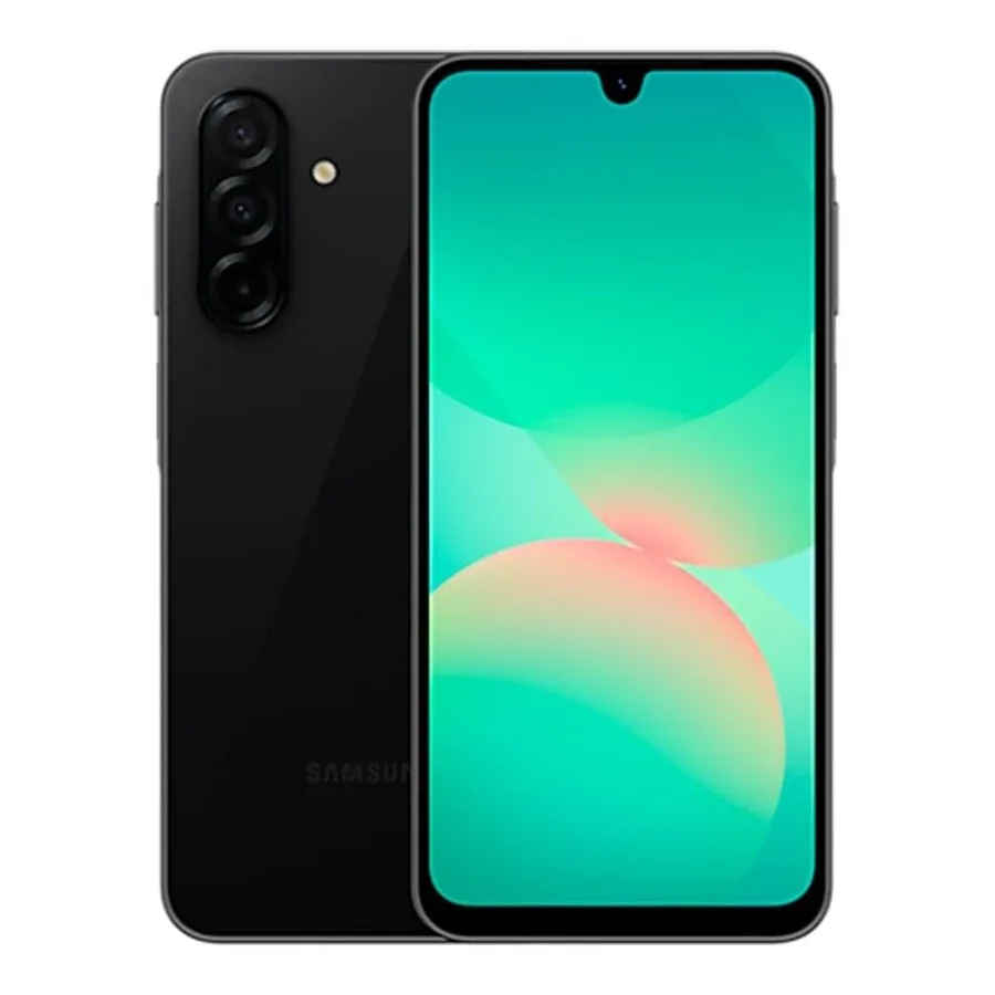Samsung A26 em ângulo mostrando acabamento
