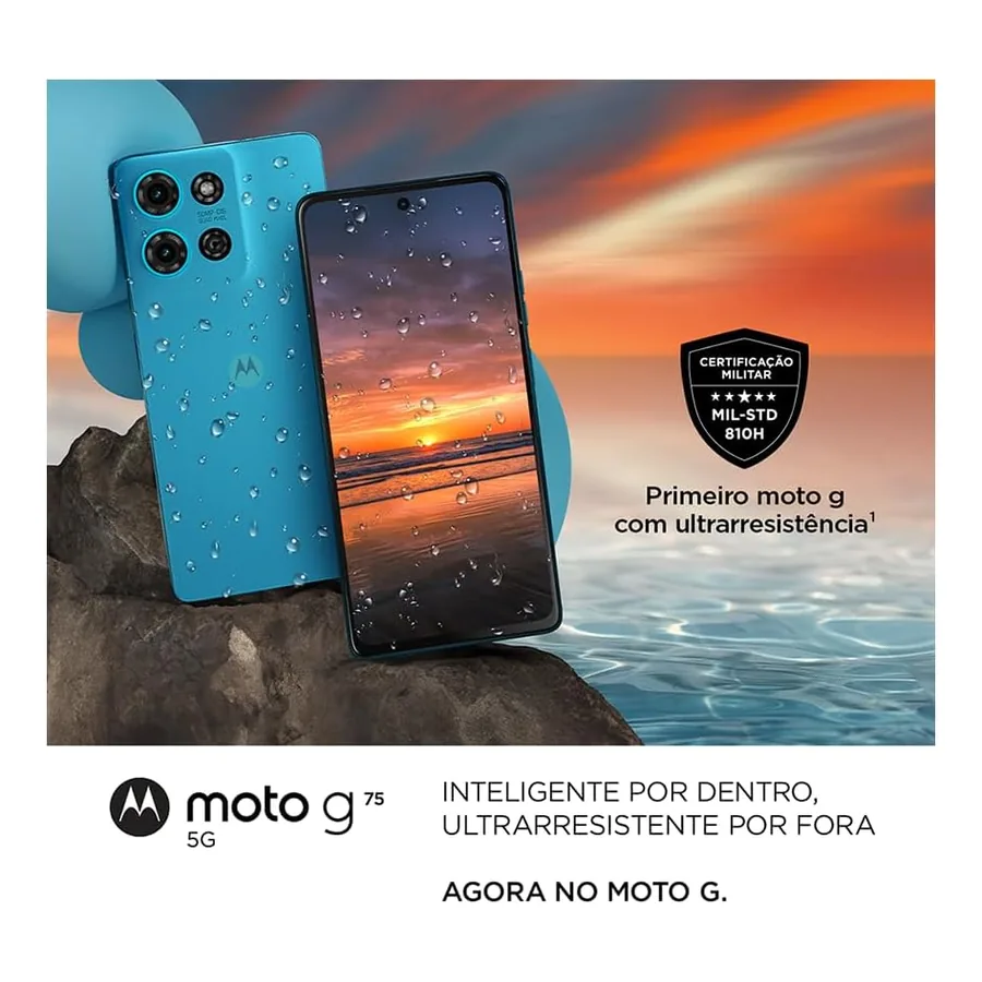 Moto G75 com estojo Moto Buds ao lado