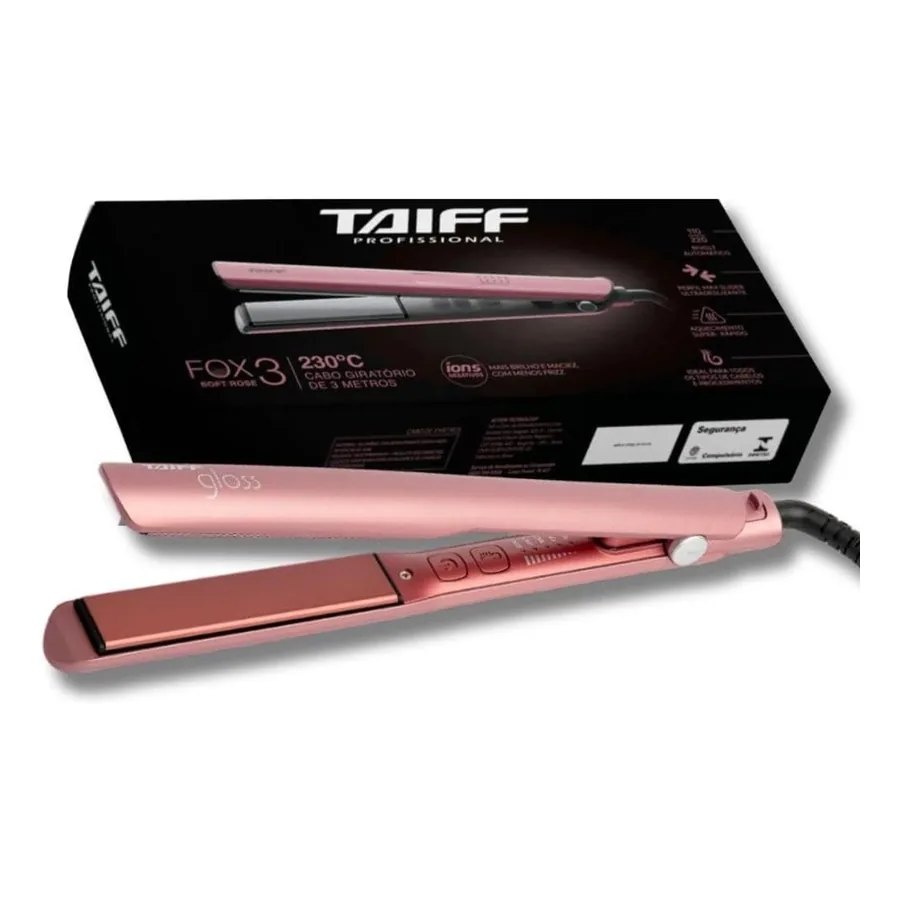Chapinha Taiff Gloss Rose rosa com placas de cerâmica
