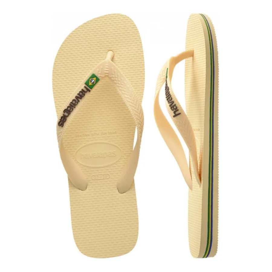 Lateral do Chinelo Havaianas Brasil Logo mostrando filetes coloridos