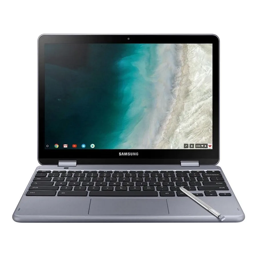 Chromebook Samsung Plus V2 em cor prata aberto
