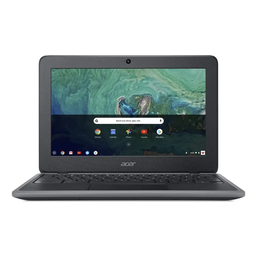 Chromebook Acer 11 C732-C6WU aberto mostrando teclado resistente