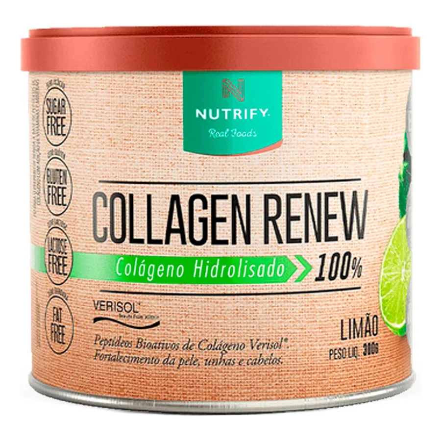 Pote do Colágeno Nutrify Renew em pó sabor limão