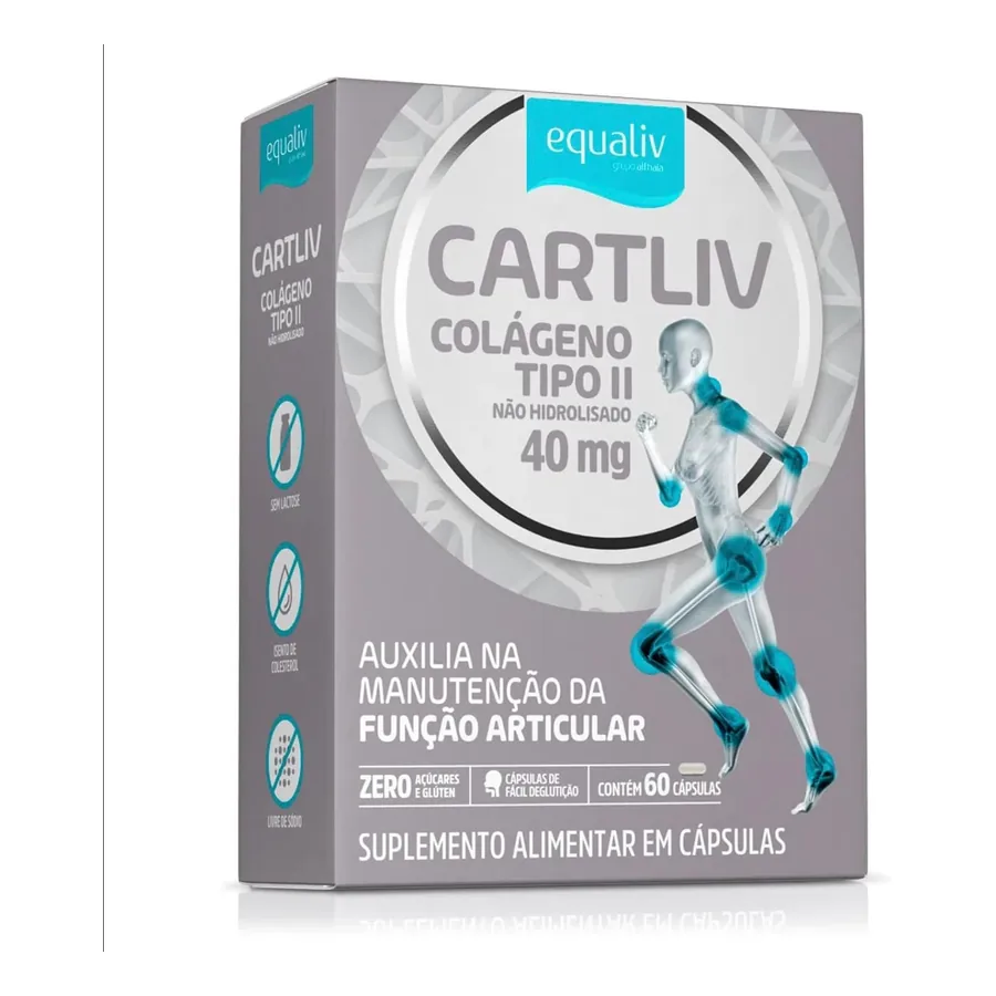 Frasco Cartliv Colágeno Tipo 2 Equaliv 60 cápsulas