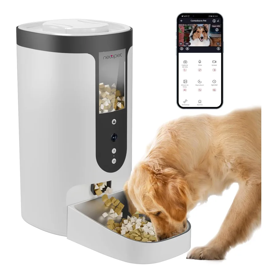 Comedouro Automático New Pet NP1275 com câmera 1080P