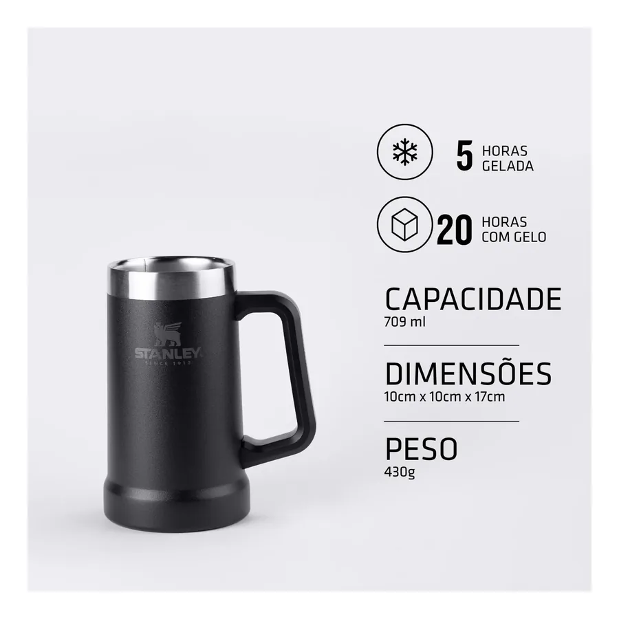 Detalhe da alça resistente da caneca Stanley