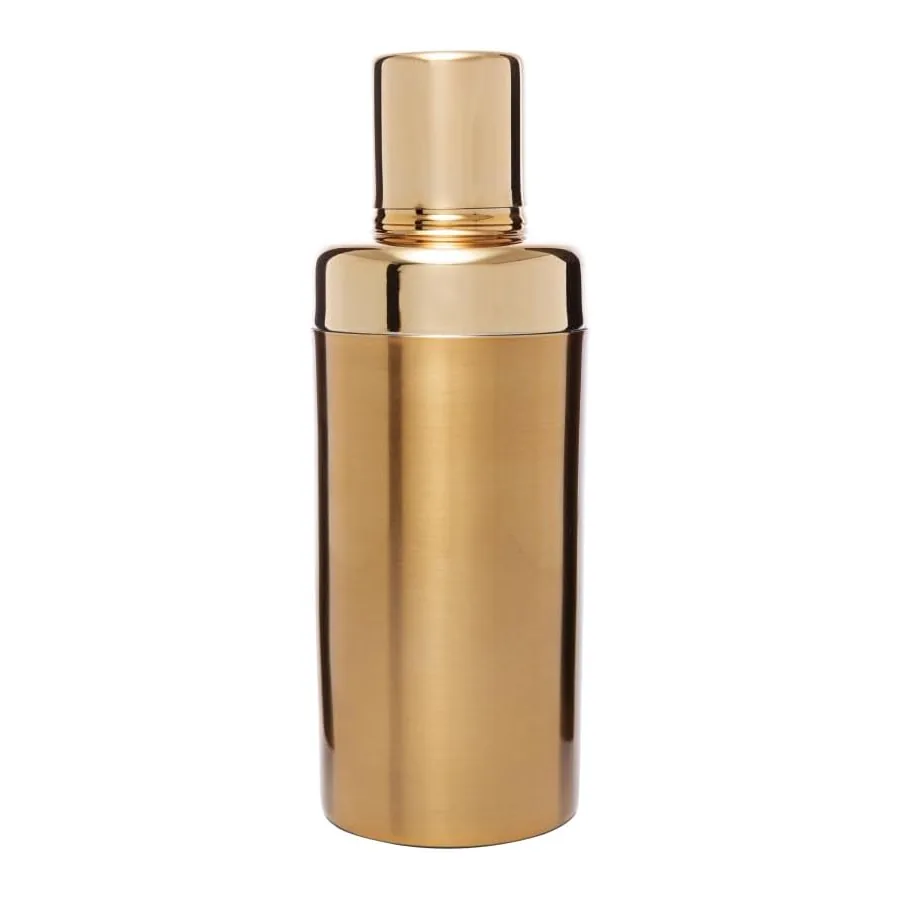 Coqueteleira Wolf Old Fashioned aço inox dourada design vintage