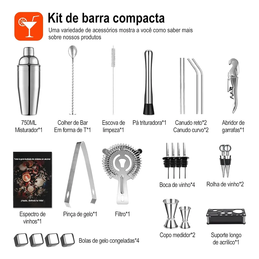 Suporte acrílico do Coqueteleira Vidavalu Kit Profissional