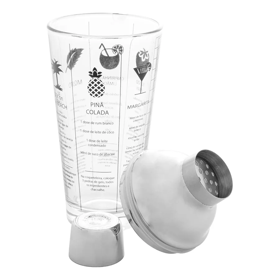 Coqueteleira Lyor Coimbra de vidro 420 ml com tampa inox