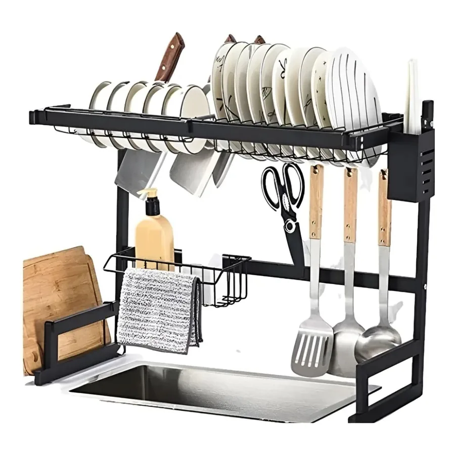 Escorredor suspenso Notuz Modular aço inox preto 65cm