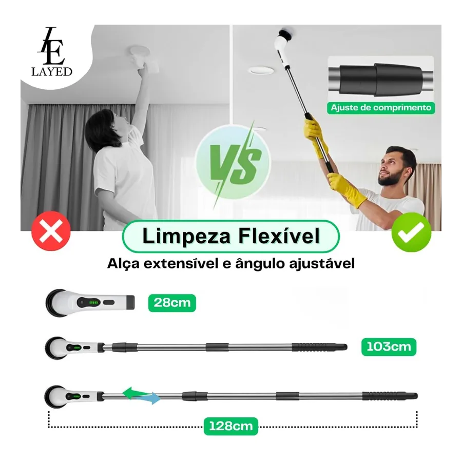 Escova Layed 9 em 1 branca e preta
