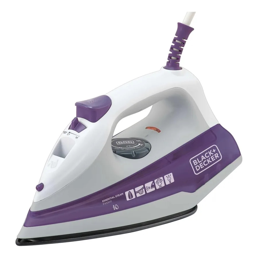 Ferro Black+Decker FX1000 em ângulo com luz indicadora