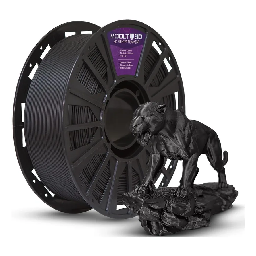 Bobina de filamento PLA Velvet preto Voolt3D