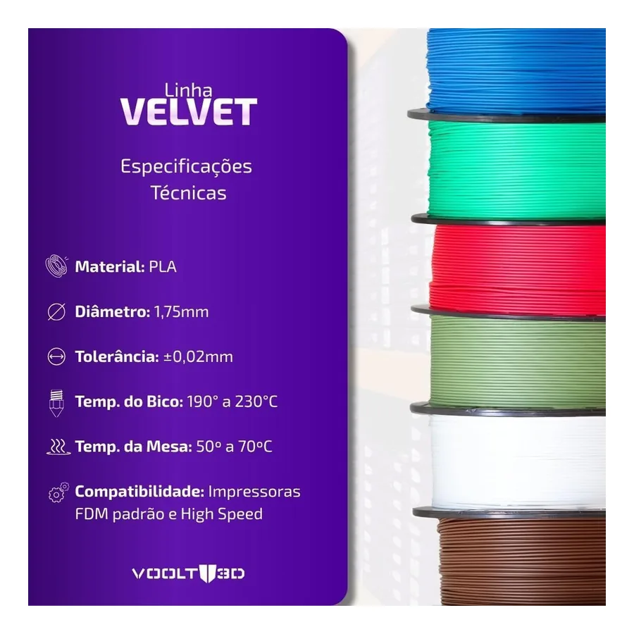 Filamento Voolt 3D Velvet, imagem 4