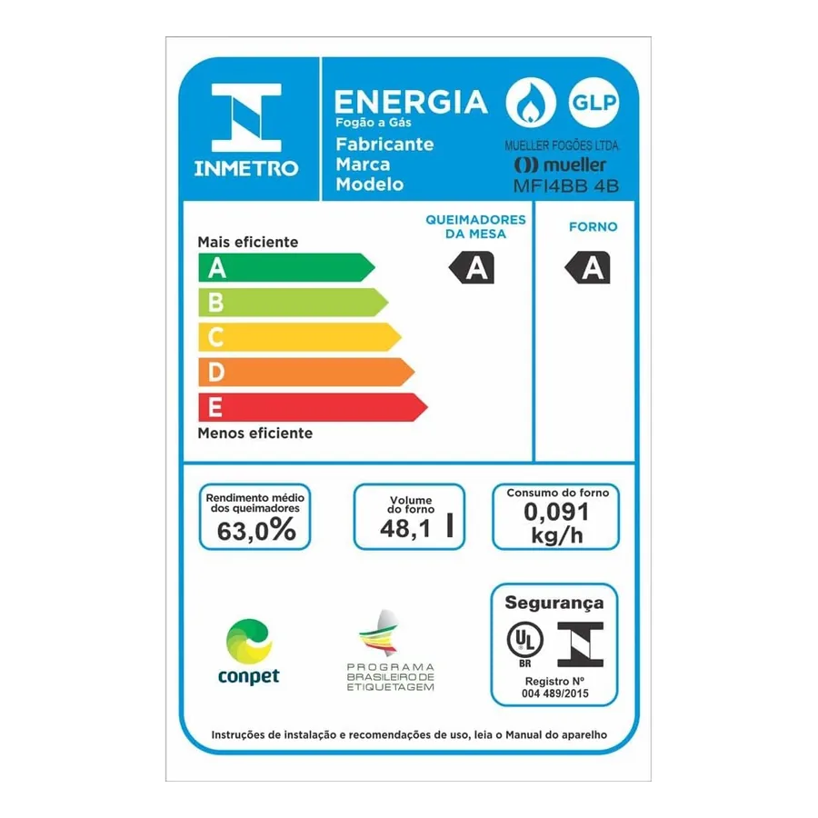 Mesa inox e botões removíveis do Mueller MFI4BB