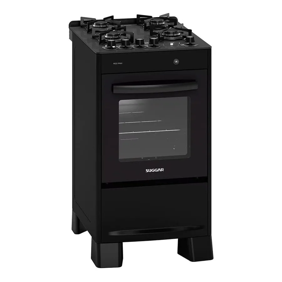 Fogão Suggar Neo Max 4 bocas mesa vidro forno 56L