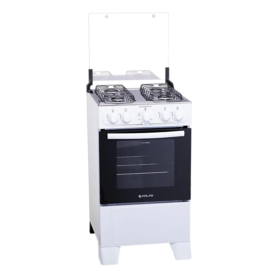 Fogão Atlas 4 Bocas Coliseum Plus mesa inox branco