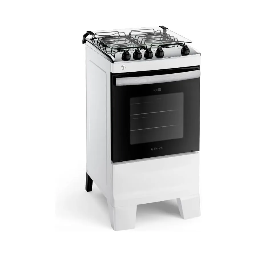 Fogão Agile Up branco mesa inox