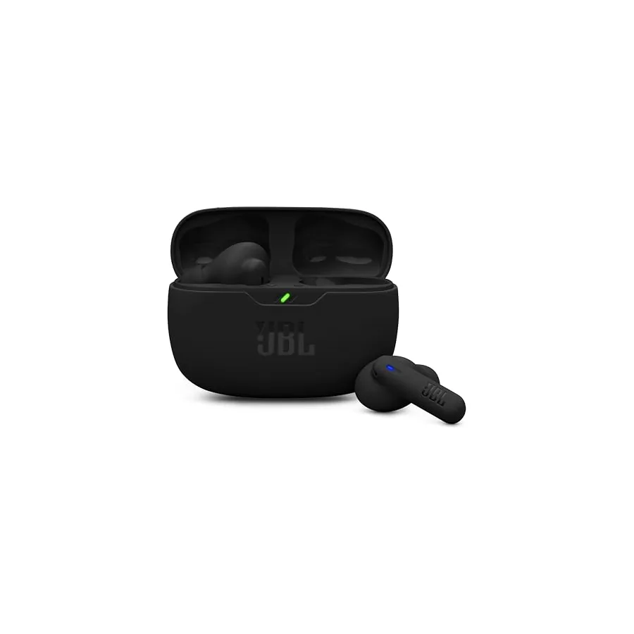Fones JBL Wave Beam 2 carregando no estojo