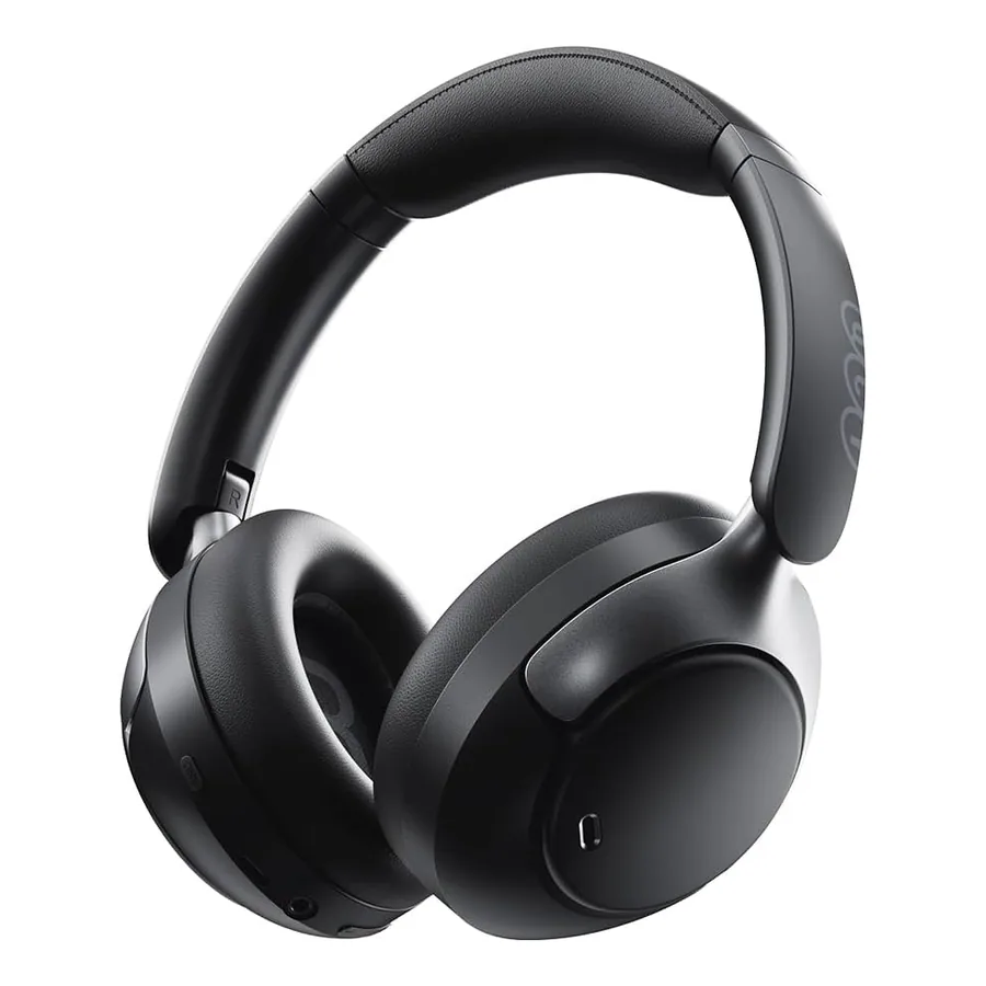 Headphone QCY H3 preto em fundo neutro