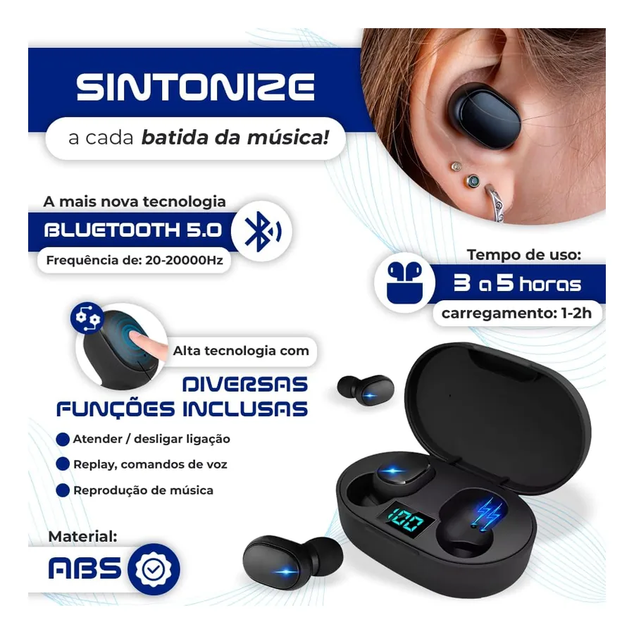 Fone Bluetooth Premium vista lateral