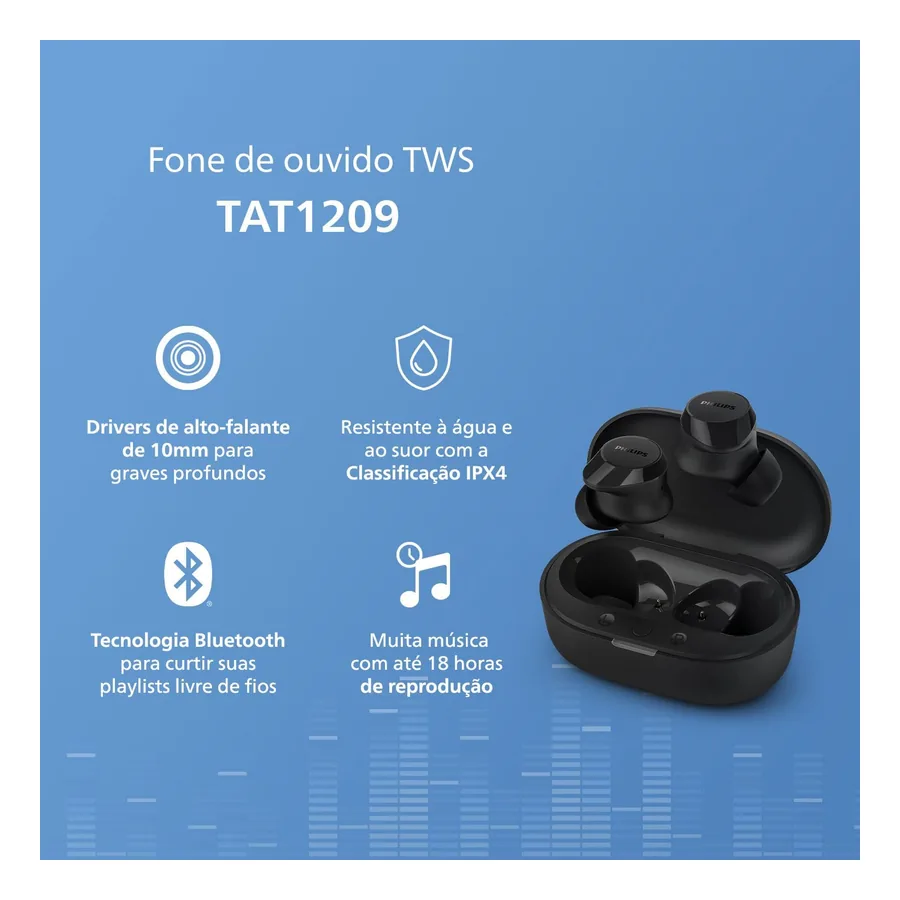 Philips TAT120 fone no ouvido