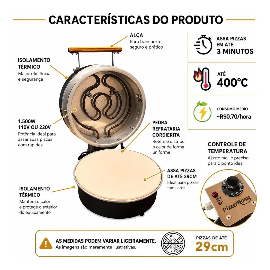 Pedra refratária cordierita do PizzeHome P300