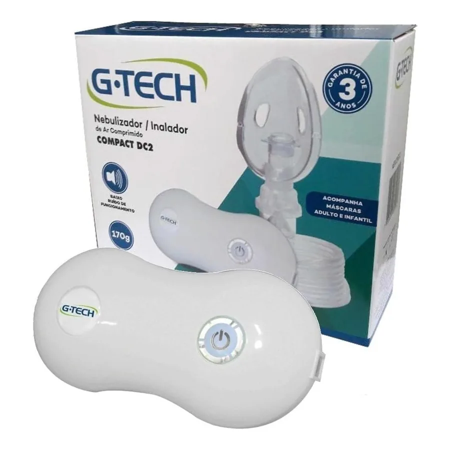 Inalador G-Tech Compact DC2 branco Superflow Plus