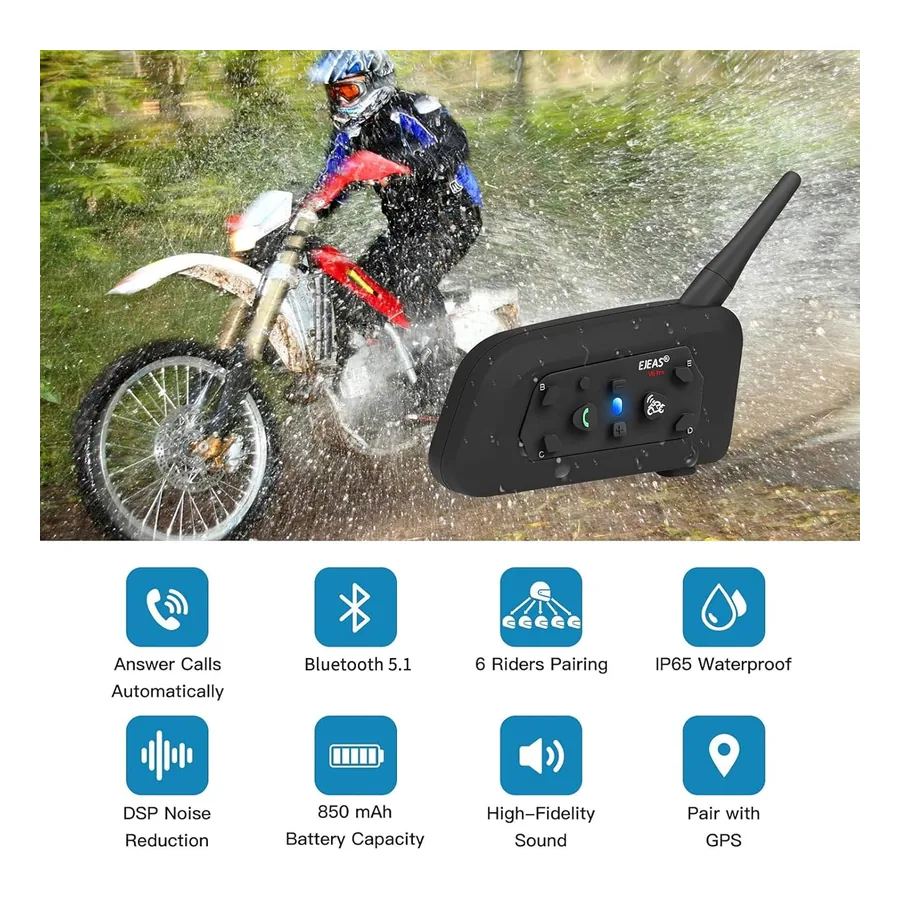 Intercomunicador para Moto EJEAS 6 Riders, imagem 3